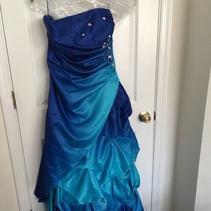 Blue ombré prom dress with sequins